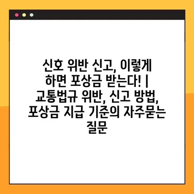 신호 위반 신고, 이렇게 하면 포상금 받는다! | 교통법규 위반, 신고 방법, 포상금 지급 기준