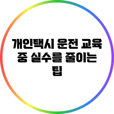 개인택시 운전 교육 중 실수를 줄이는 팁
