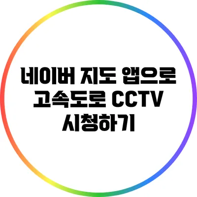 네이버 지도 앱으로 고속도로 CCTV 시청하기