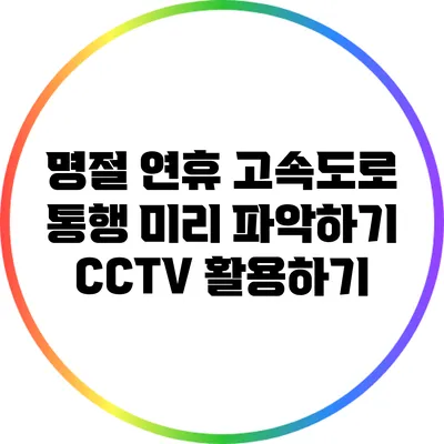 명절 연휴 고속도로 통행 미리 파악하기: CCTV 활용하기