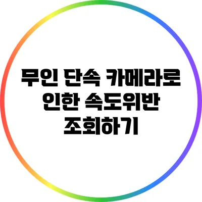 무인 단속 카메라로 인한 속도위반 조회하기