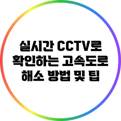 실시간 CCTV로 확인하는 고속도로 해소 방법 및 팁