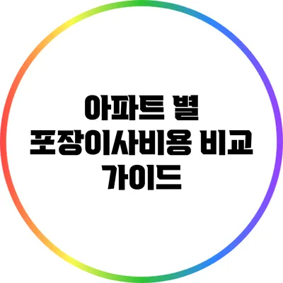 아파트 별 포장이사비용 비교 가이드