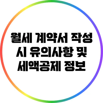 월세 계약서 작성 시 유의사항 및 세액공제 정보
