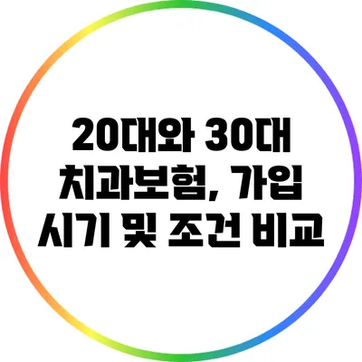 20대와 30대 치과보험, 가입 시기 및 조건 비교