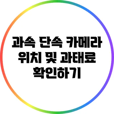 과속 단속 카메라 위치 및 과태료 확인하기