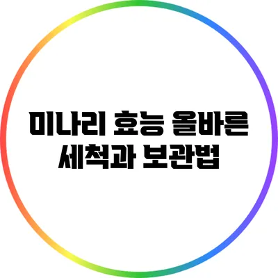 미나리 효능: 올바른 세척과 보관법