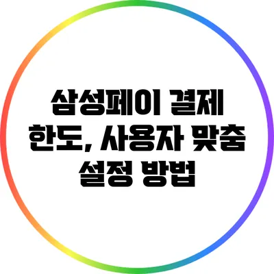 삼성페이 결제 한도, 사용자 맞춤 설정 방법