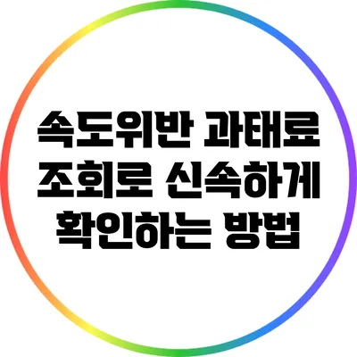 속도위반 과태료 조회로 신속하게 확인하는 방법
