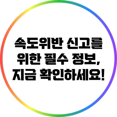 속도위반 신고를 위한 필수 정보, 지금 확인하세요!