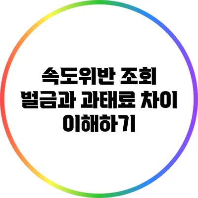속도위반 조회: 벌금과 과태료 차이 이해하기