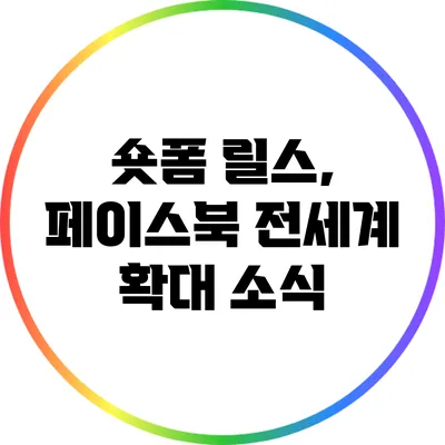 숏폼 릴스, 페이스북 전세계 확대 소식