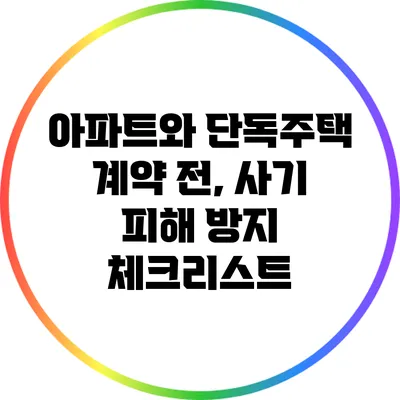 아파트와 단독주택 계약 전, 사기 피해 방지 체크리스트