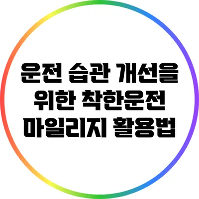 운전 습관 개선을 위한 착한운전 마일리지 활용법
