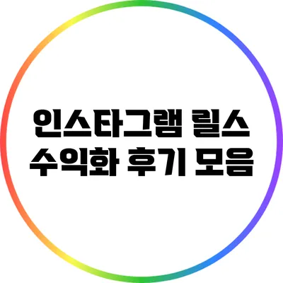 인스타그램 릴스 수익화 후기 모음