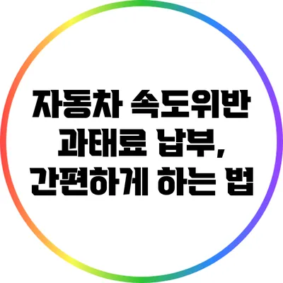 자동차 속도위반 과태료 납부, 간편하게 하는 법