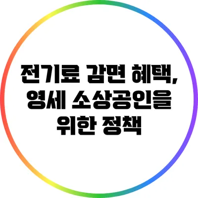 전기료 감면 혜택, 영세 소상공인을 위한 정책