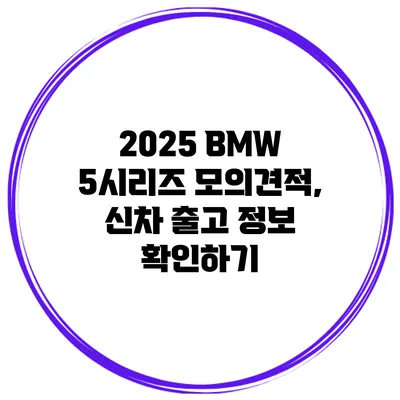 2025 BMW 5시리즈 모의견적, 신차 출고 정보 확인하기