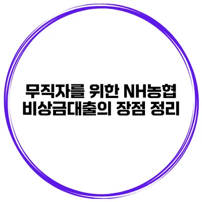 무직자를 위한 NH농협 비상금대출의 장점 정리