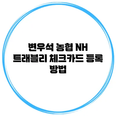 변우석 농협 NH 트래블리 체크카드 등록 방법