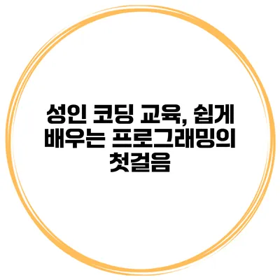 성인 코딩 교육, 쉽게 배우는 프로그래밍의 첫걸음