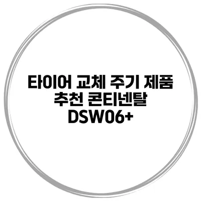 타이어 교체 주기 제품 추천 콘티넨탈 DSW06+