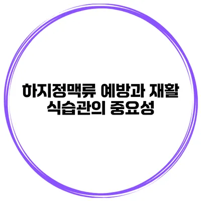 하지정맥류 예방과 재활 식습관의 중요성