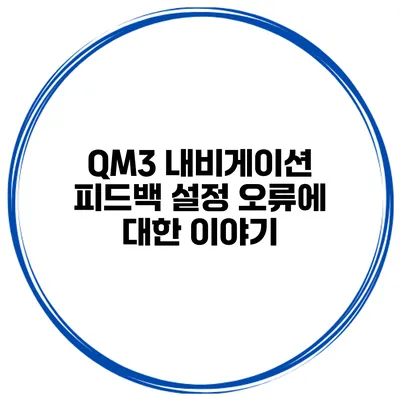 QM3 내비게이션 피드백 설정 오류에 대한 이야기