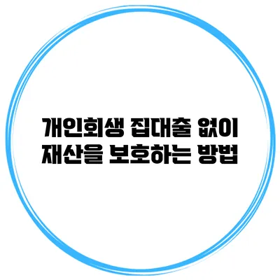 개인회생 집대출 없이 재산을 보호하는 방법