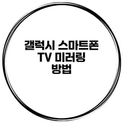 갤럭시 스마트폰 TV 미러링 방법