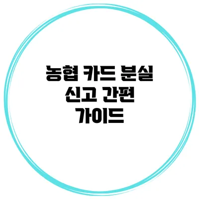 농협 카드 분실 신고 간편 가이드