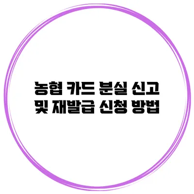 농협 카드 분실 신고 및 재발급 신청 방법
