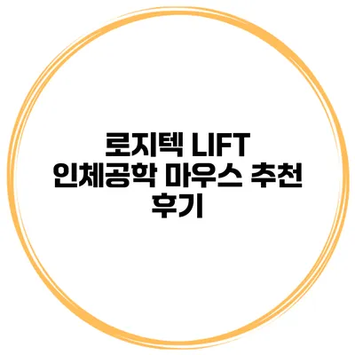 로지텍 LIFT 인체공학 마우스 추천 후기