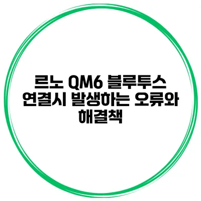 르노 QM6 블루투스 연결시 발생하는 오류와 해결책