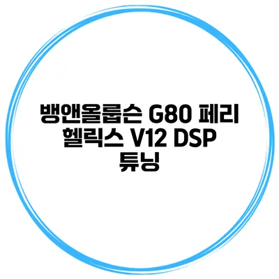 뱅앤올룹슨 G80 페리 헬릭스 V12 DSP 튜닝