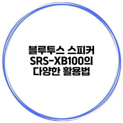 블루투스 스피커 SRS-XB100의 다양한 활용법