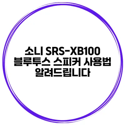 소니 SRS-XB100 블루투스 스피커 사용법 알려드립니다