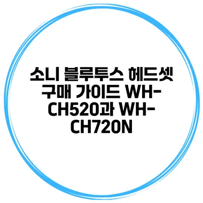 소니 블루투스 헤드셋 구매 가이드 WH-CH520과 WH-CH720N