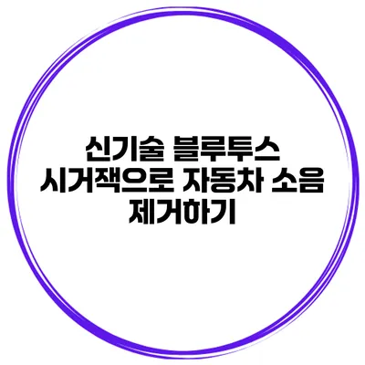 신기술 블루투스 시거잭으로 자동차 소음 제거하기