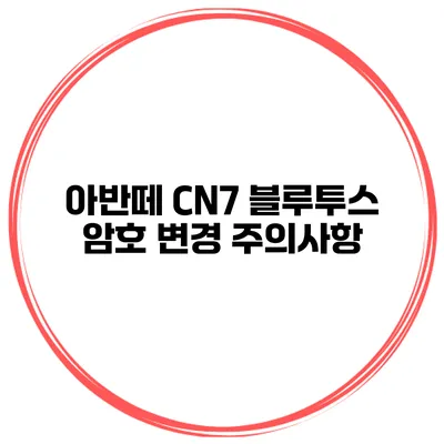 아반떼 CN7 블루투스 암호 변경 주의사항