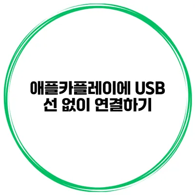 애플카플레이에 USB 선 없이 연결하기