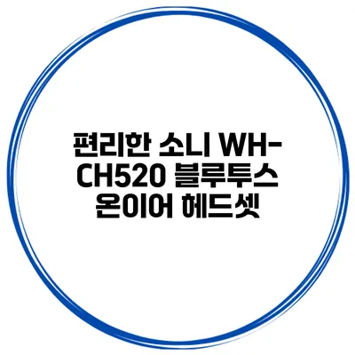 편리한 소니 WH-CH520 블루투스 온이어 헤드셋